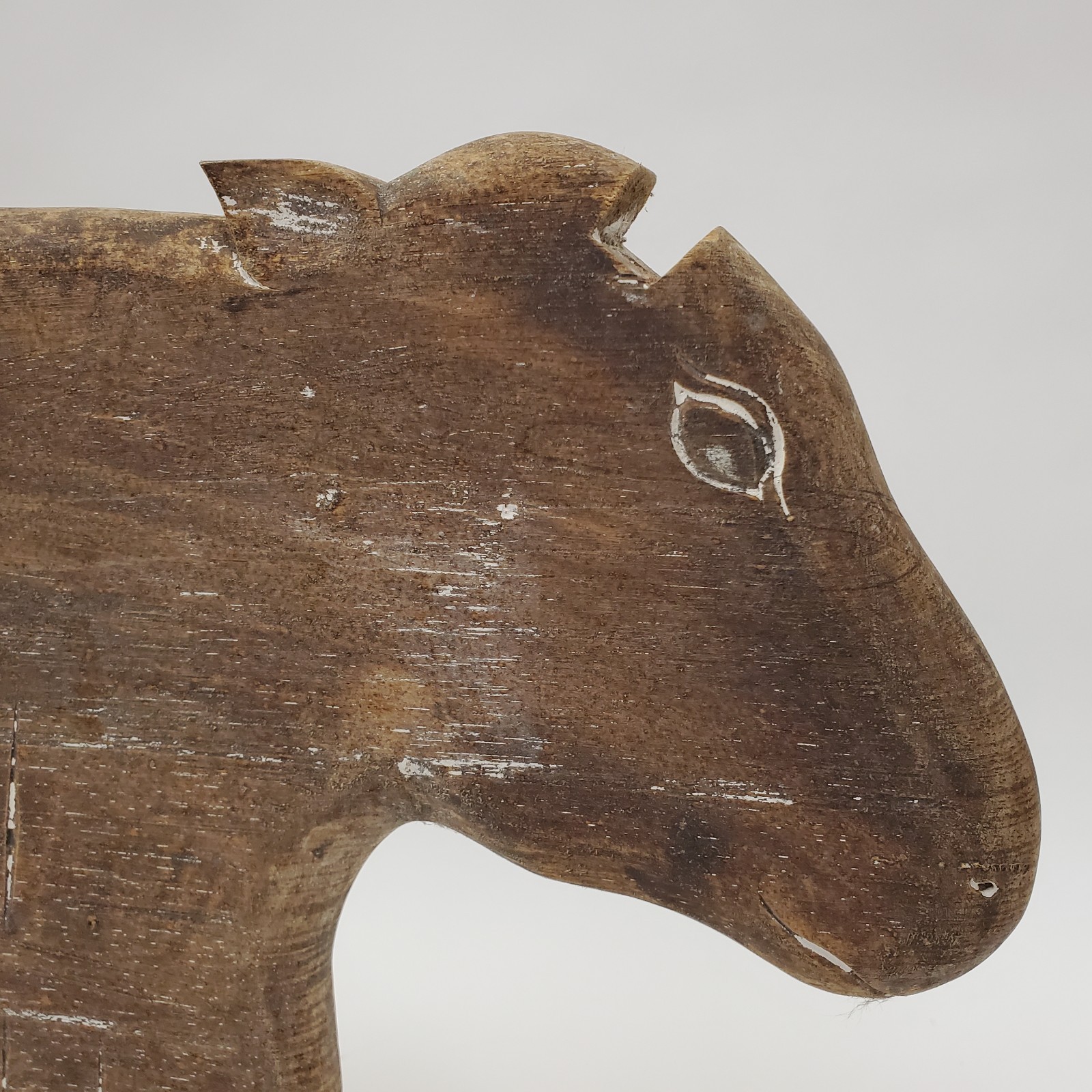 Rustic Folk Art Wooden Cow Sculpture Carved Farm Decor Primitive Statue 24in
