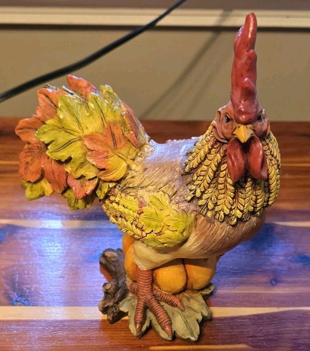 Lenox Autumn’s Call 9″ Resin Rooster Figurine Harvest Pumpkin Fall Farmhouse…