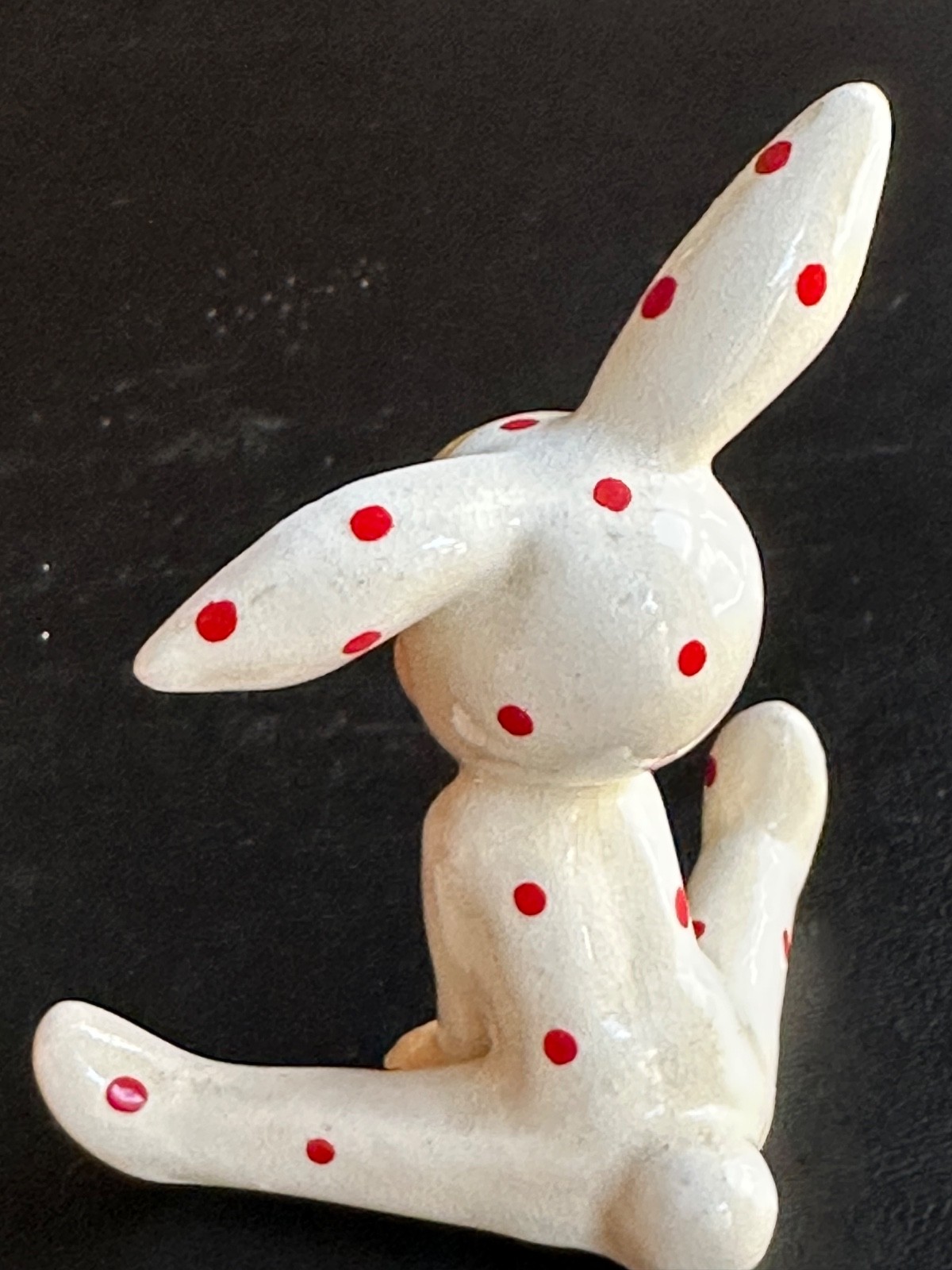 Lefton Vintage Japan polka dot pixie Rabbit bunny Figurine Girl anthropomorphic