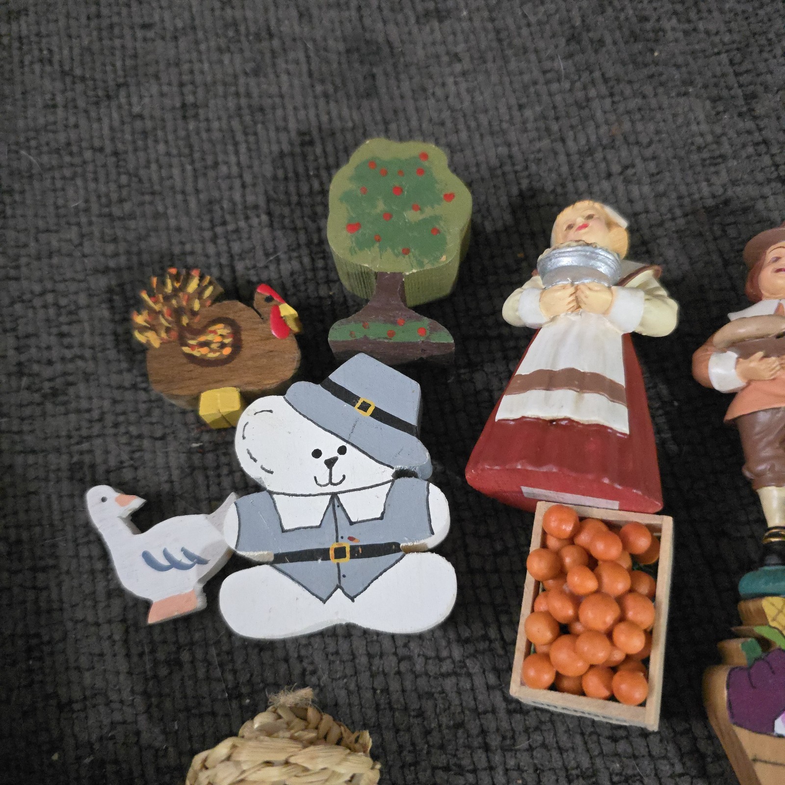 Lot of Vintage Wooden Miniatures Figurines Dollhouse Ceramic Resin