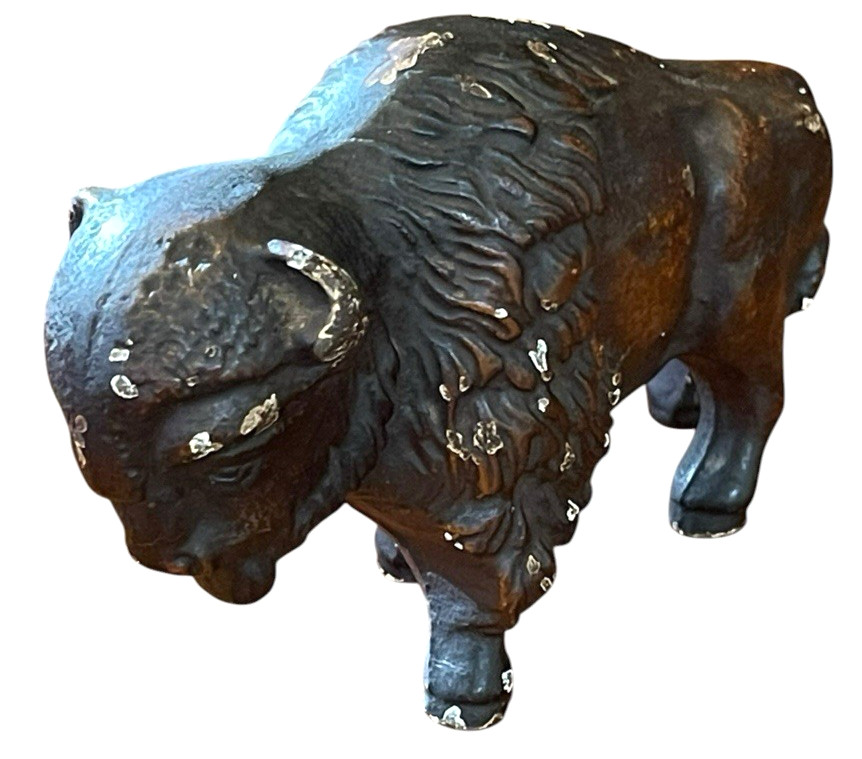 BUFFALO TANK BT CAST IRON BISON BUFFALO FIGURINE PAPERWEIGHT BETHLEHEM STEEL 5″