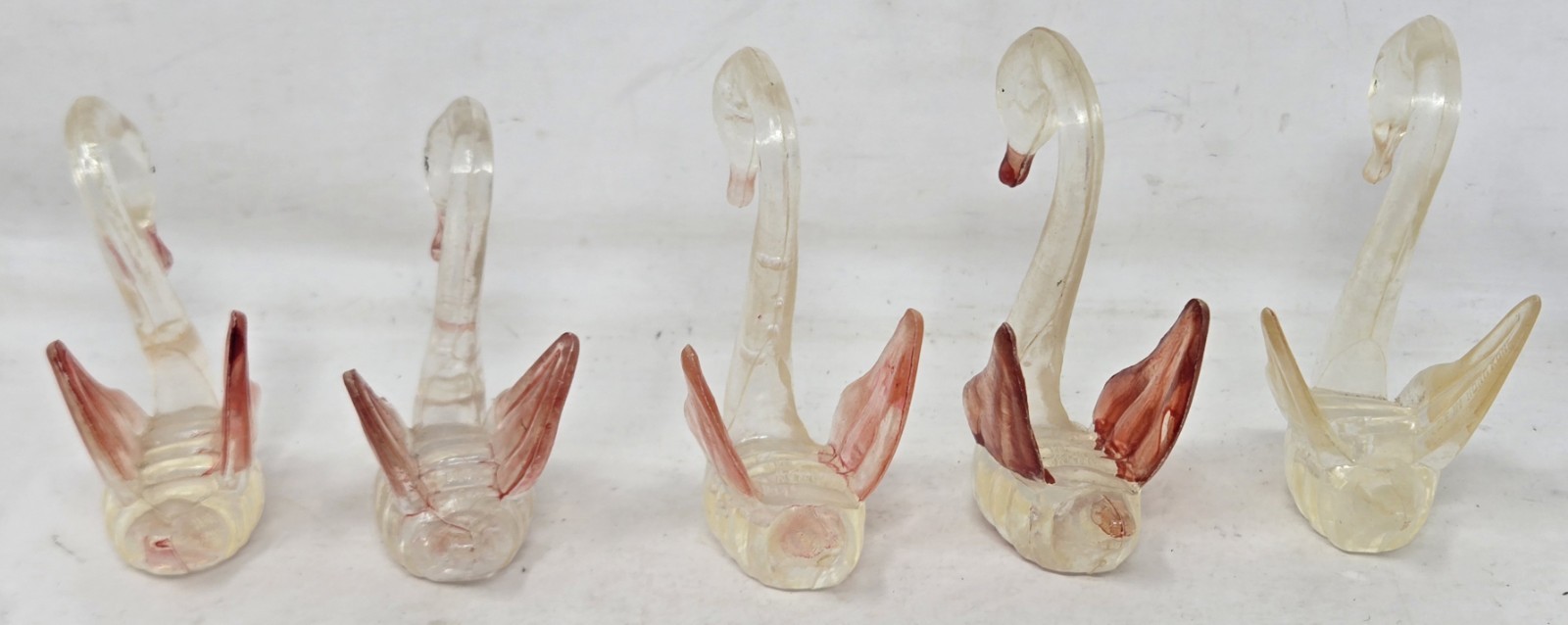 Vintage 5 Lucite MCM Animal Figures Swan MCM ART DECO Pink Yellow Plastic
