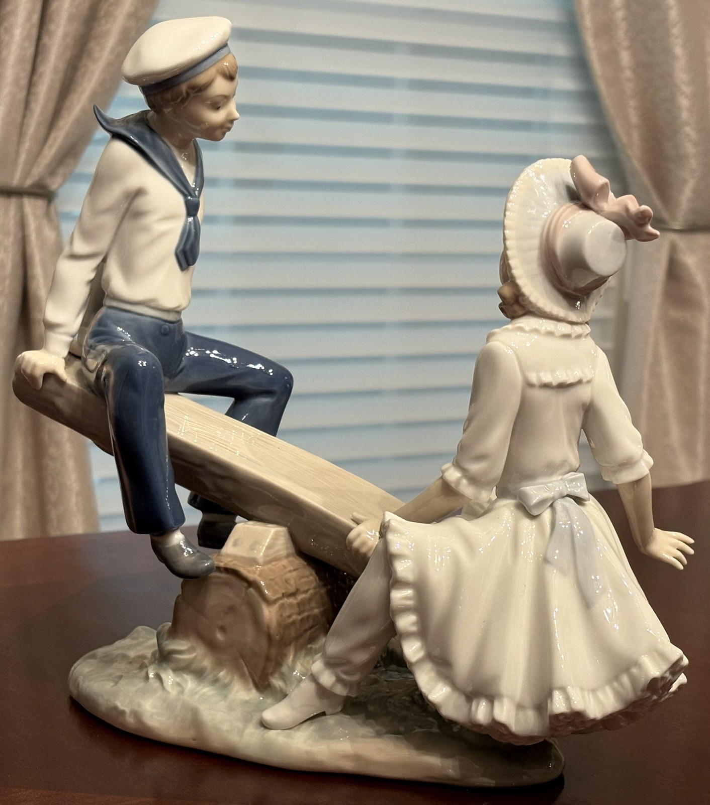 LLADRO Sailor Boy & Girl Seesaw Figurine #1255 Gloss Finish Retired Mint Cond