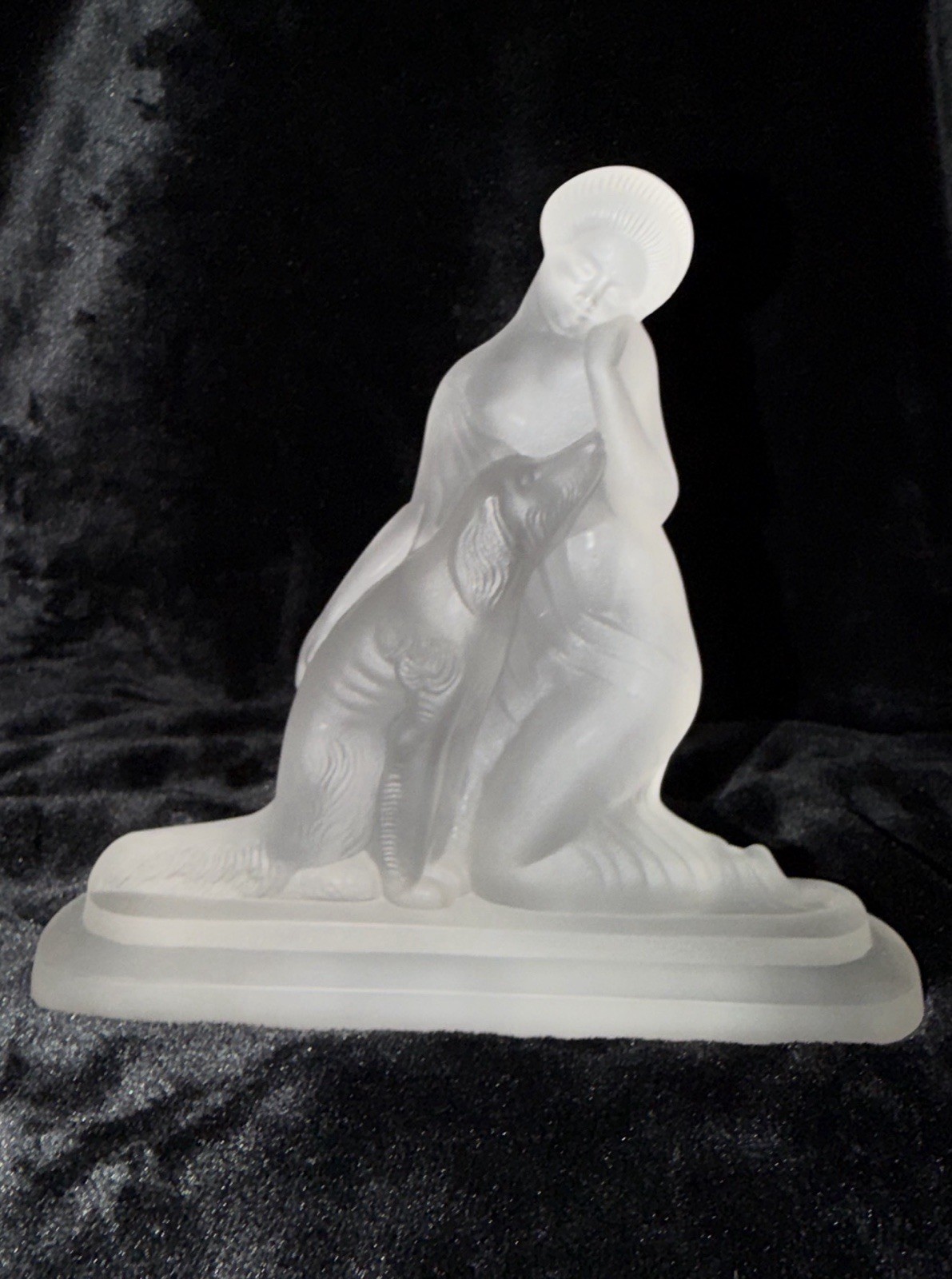 RARE Art Deco ETLING Le Favori Art Glass Statue By Lucille Sevin