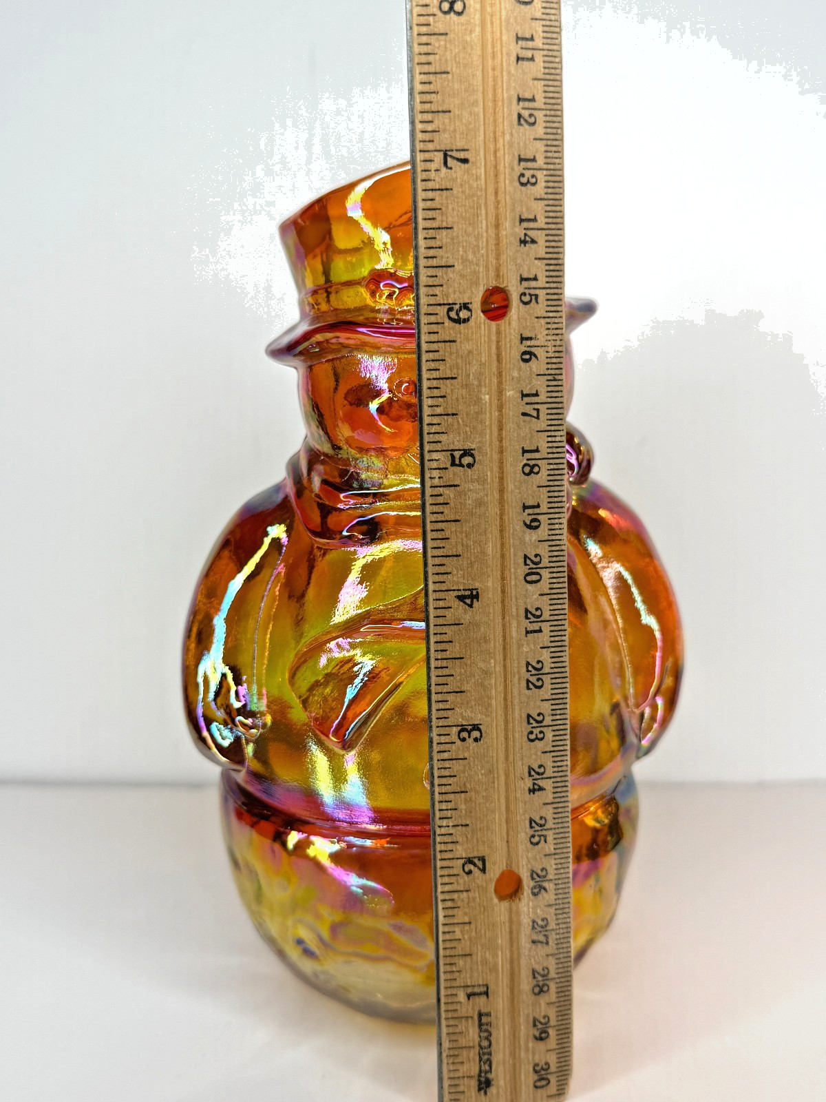 Fenton USA Amber Iridized Glass Snowman Fairy Lamp – Light (Limited)