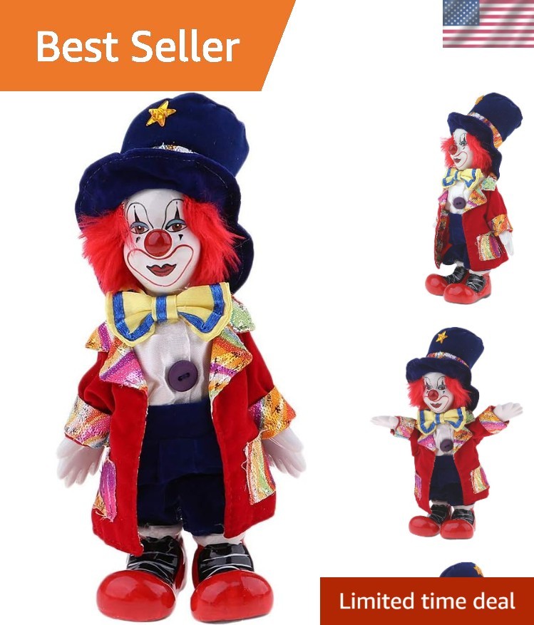 Whimsical Collectible Clown Doll – Colorful Halloween Tabletop Decoration