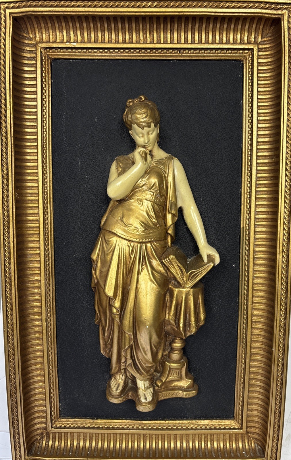 Ansonia Poetry Wall Plaque 3D Plaster Chalkware Large 14”x23″ Rare Vintage