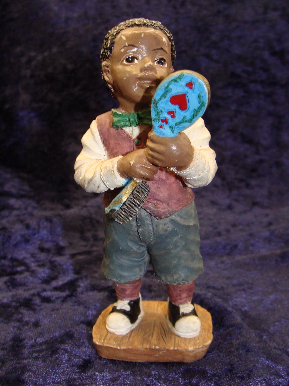 Black African American Boy With Brush And Mirror~ Perfect Hair ~ 4.50” ~ VGC ~