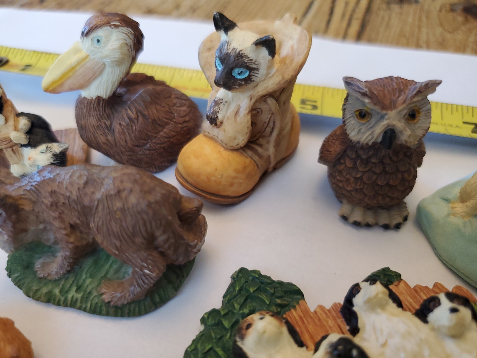 Vintage 1990s Resin Animal Figurine Lot Of 13 Kittens Deer Dog Owl Puppies Pig