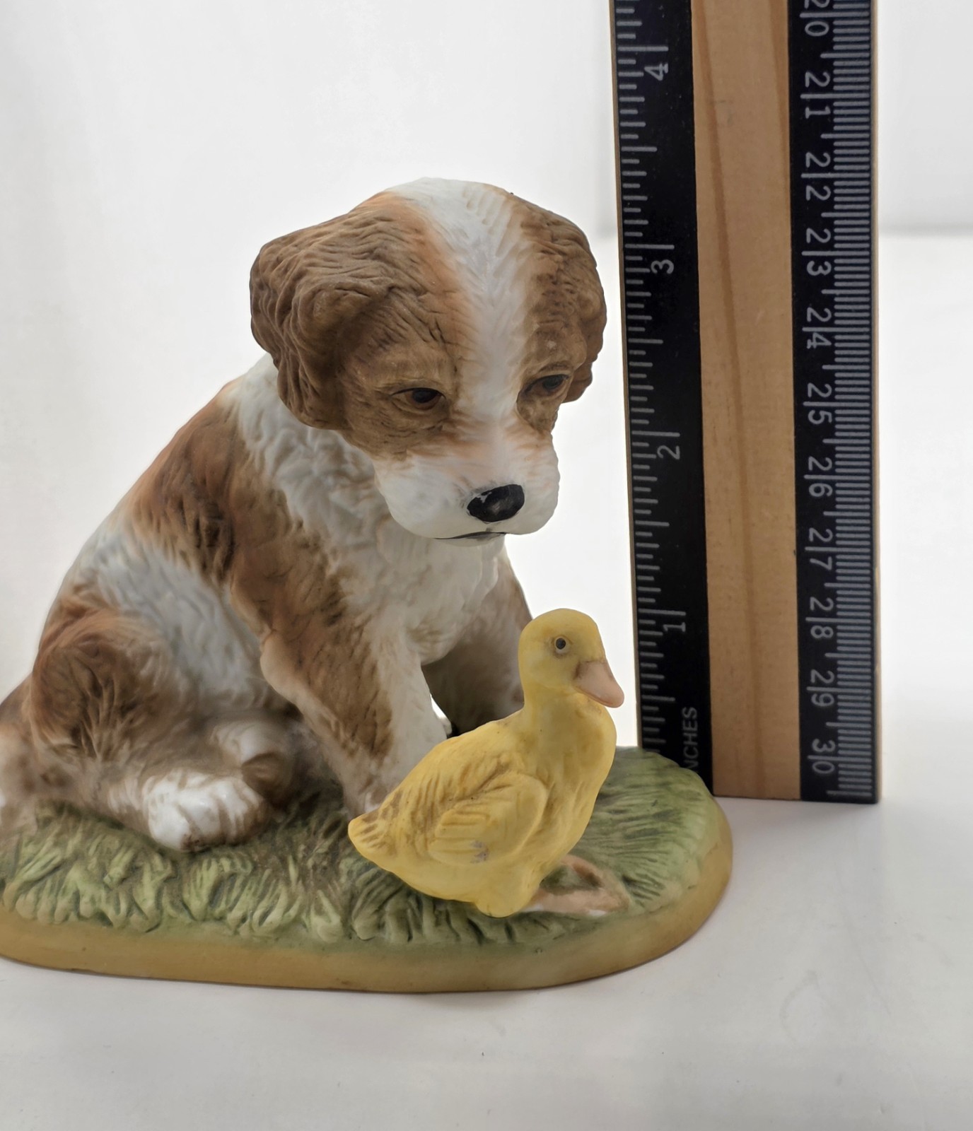 Vintage Homco Figurine Puppy with Baby Duck #1413
