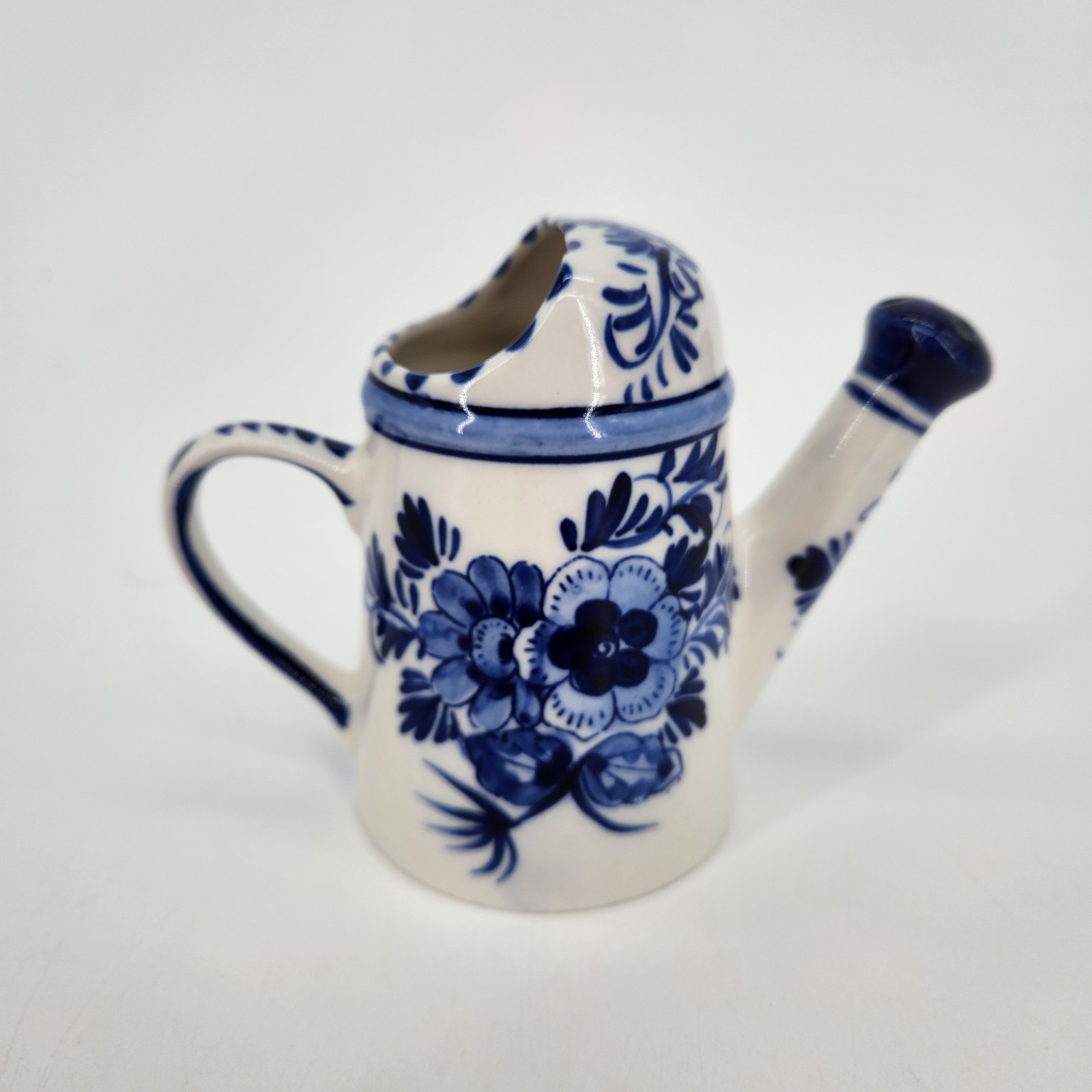 Vintage Delft Blue Windmill/flower Watering Can. Hand Painted Mini Ceramic.