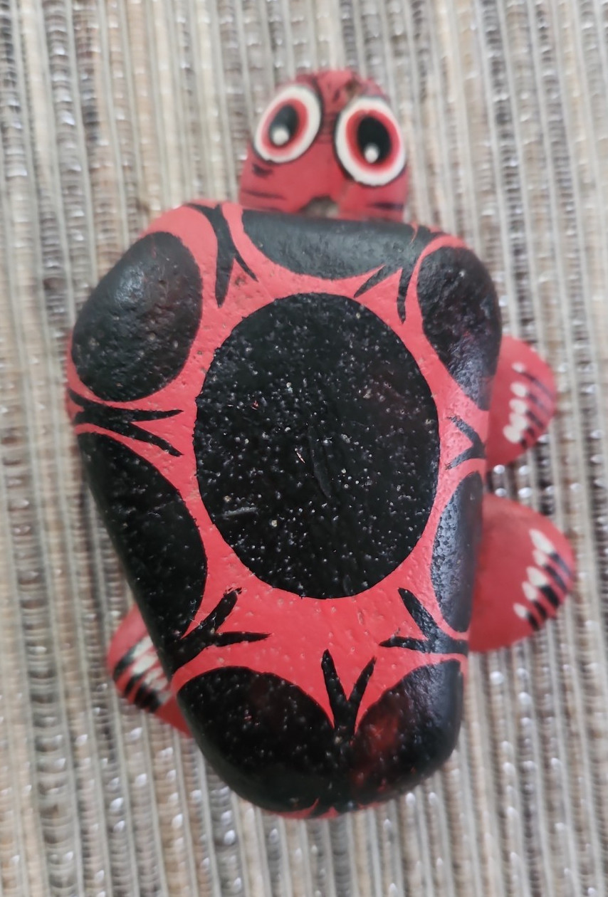 Vintage 1970’s Hand-Painted Quirky Pet Rock – RED TURTLE – Stoney Maloney