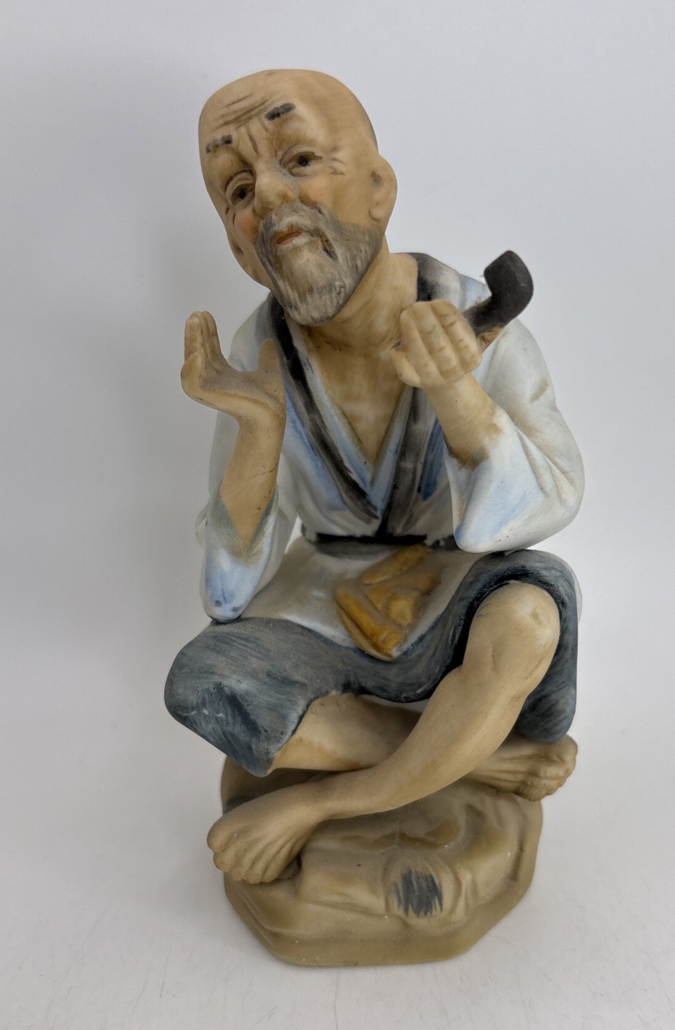 Vintage Ardco Porcelain Bisque Old Man With Pipe Figurine 6 Inches Very Good