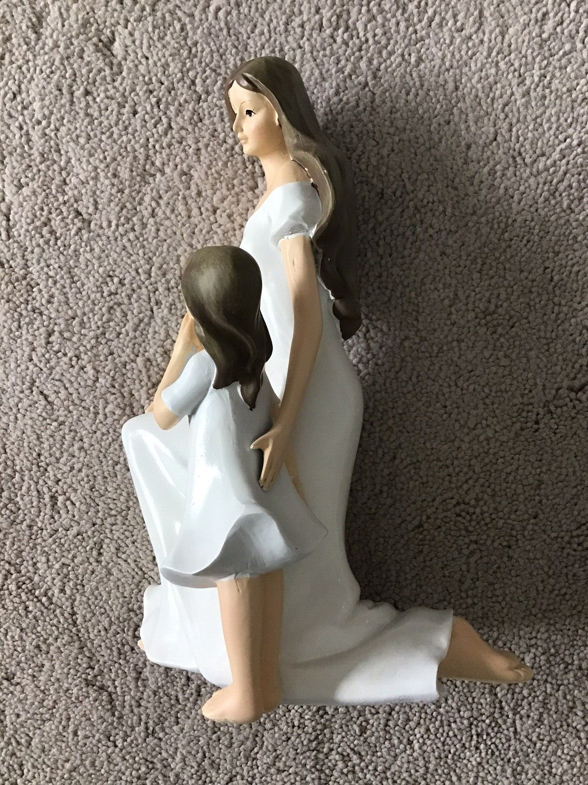 Kneeling Mother and Daughter Plastic Resin 9″ Figurine