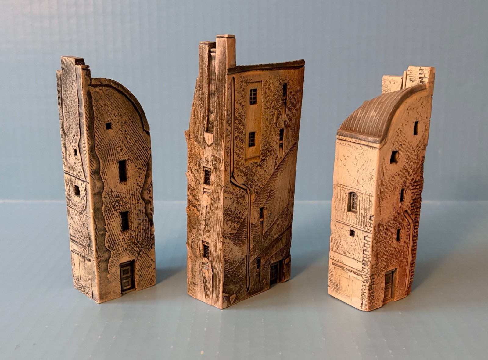 3 Gault ceramic houses miniature buildings Paris 1985, wargame 15mm