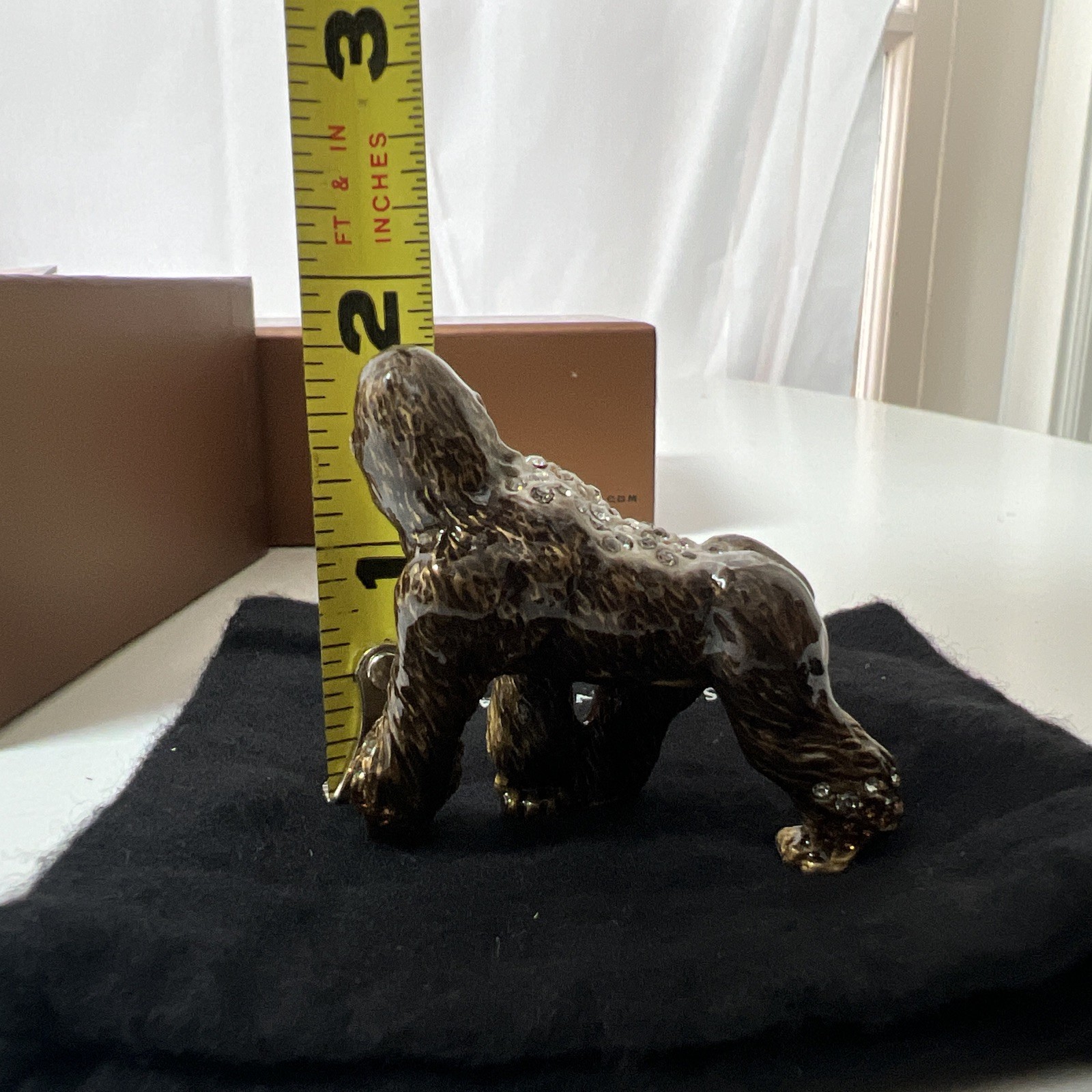 Jay Strongwater Miniature baby Gorilla New With Box And Pouch Silverback