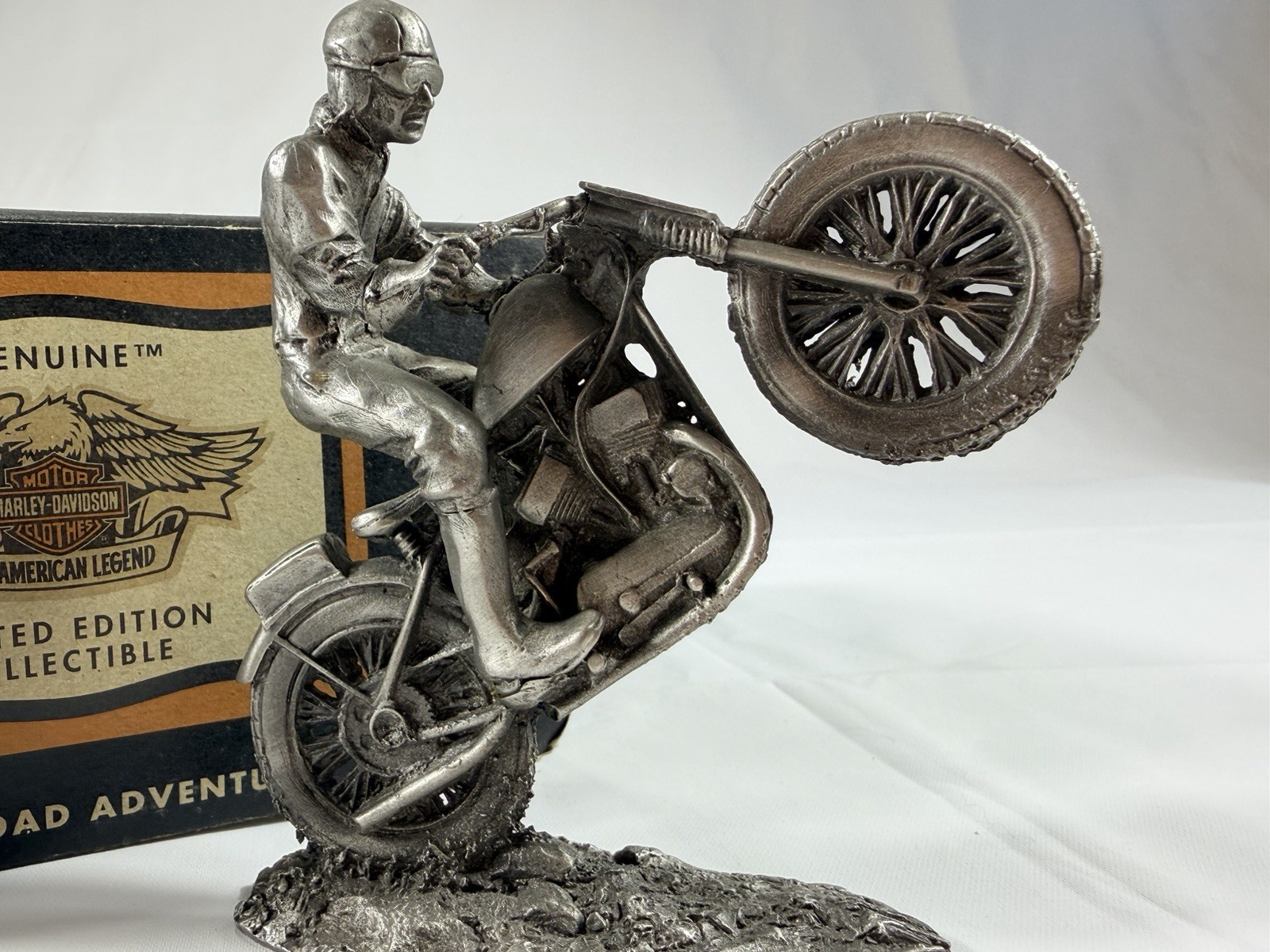 Harley-Davidson Limited Edition Pewter Motorcycle Rider Sculpture by Skip Winn