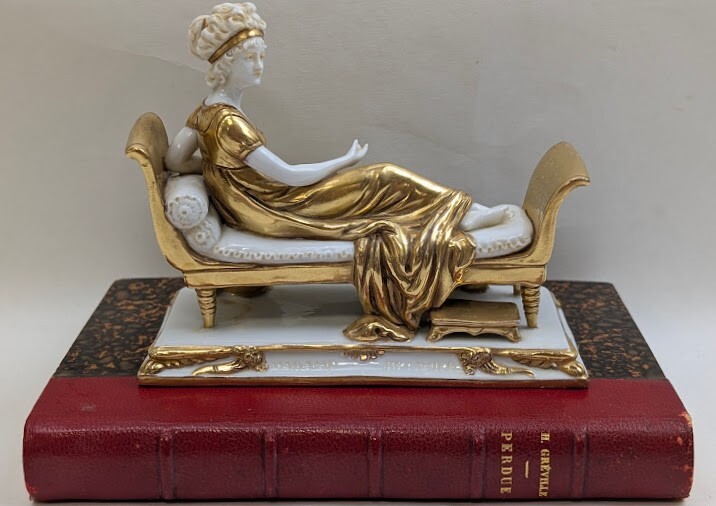 Antique German Scheibe Alsbach Porcelain Gold – Madame Recamier – Figurine