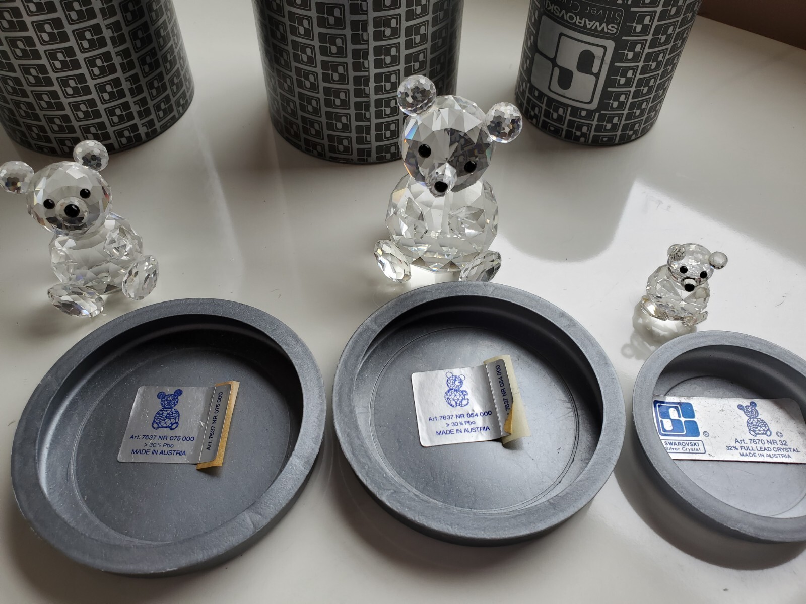 3 Adorable Swarovski Teddy Bears – Small Medium and Large