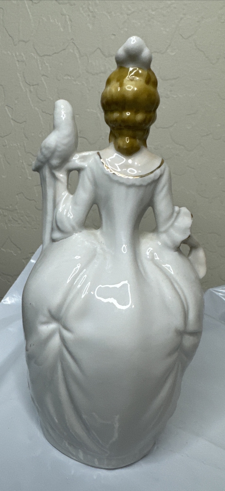 Porcelain Figurine, Victorian Lady with Bird, 7 1/4″ Japan