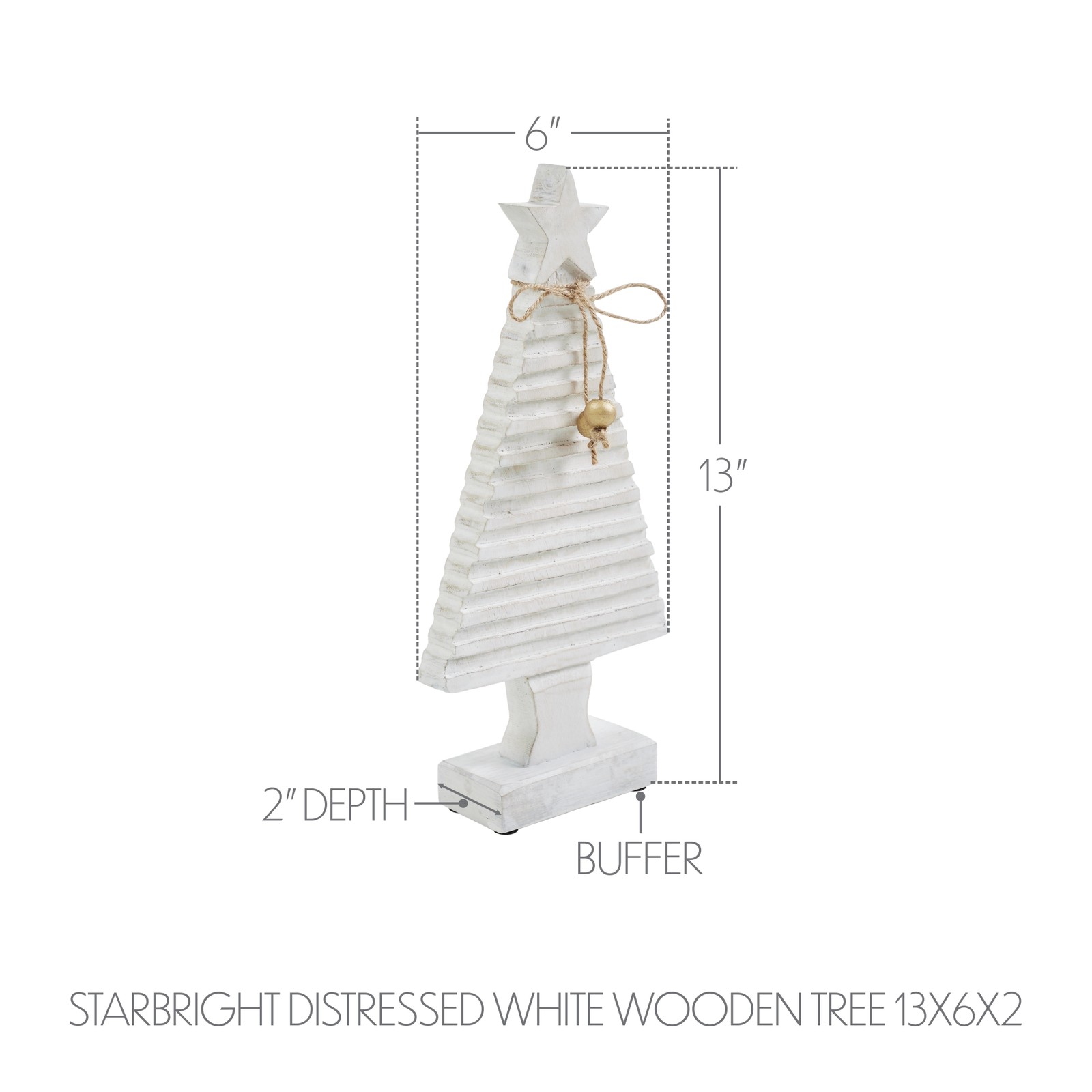 3PC Starbright Distressed White Wooden Tree ,Small Meduim and Large VHC Brands