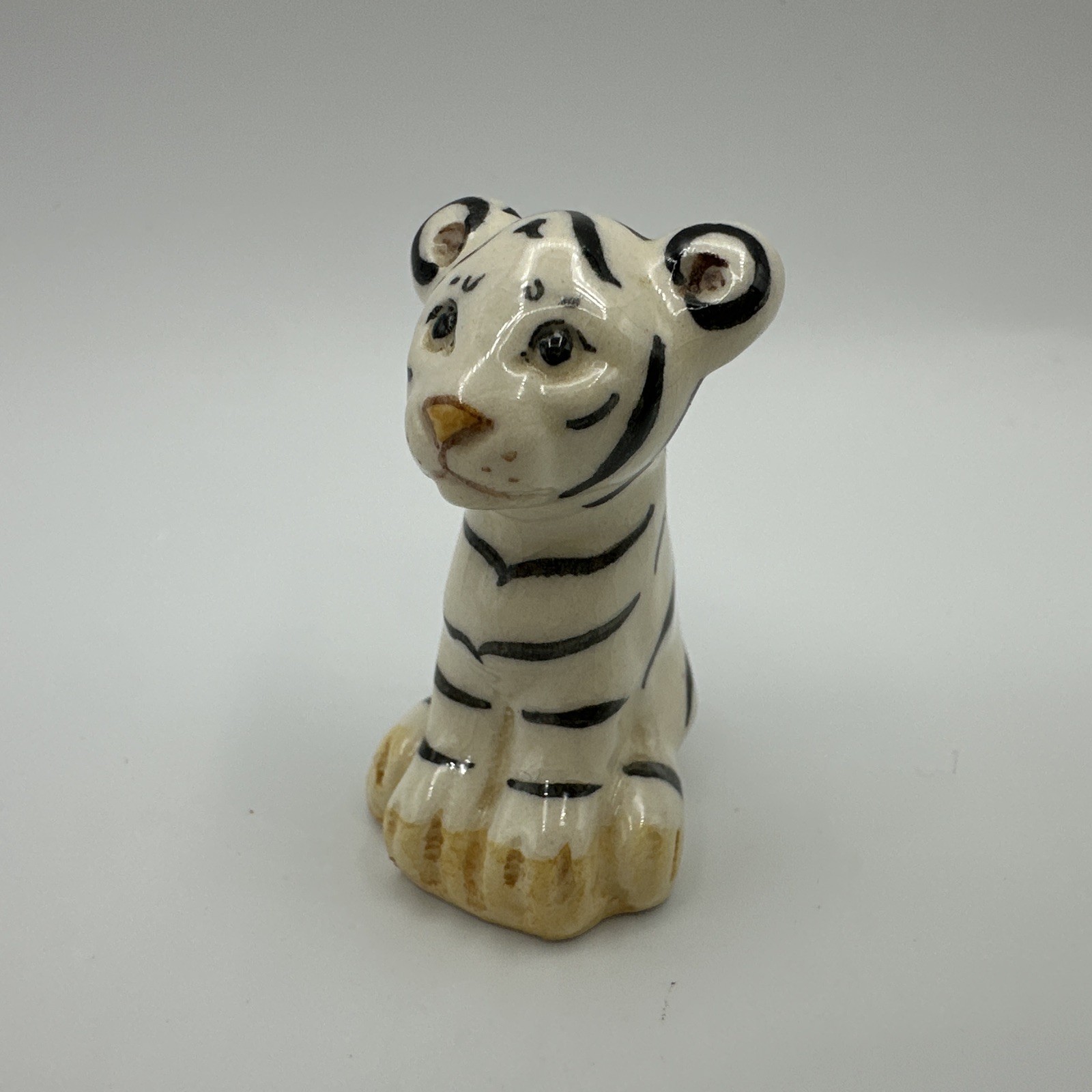 Miranda C Smith Miniature Tiger Ceramic Figurine Signed MC. Smith