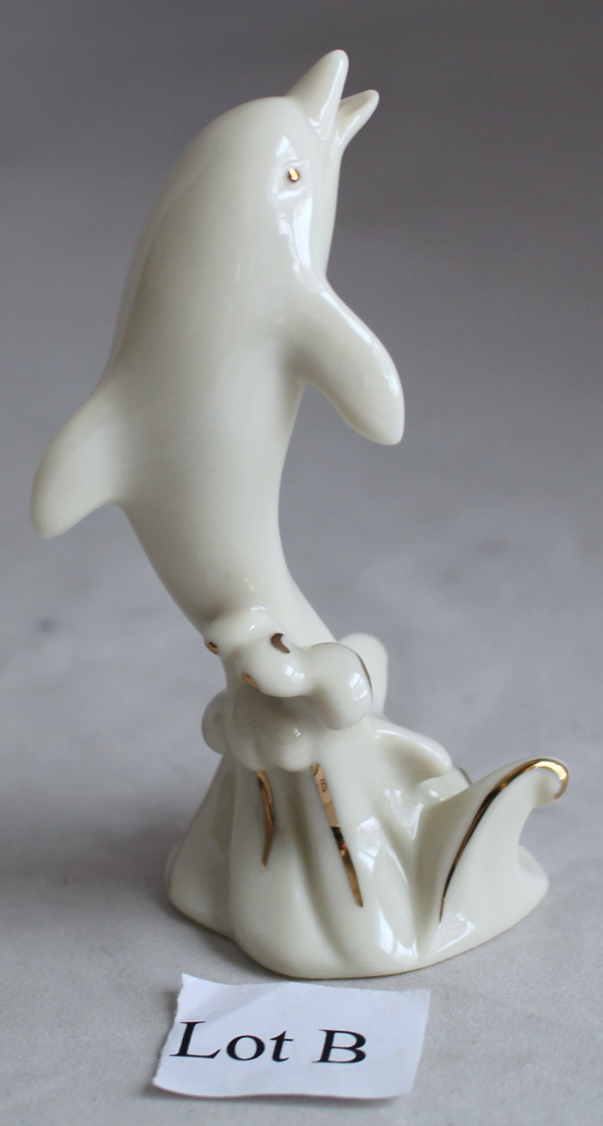 Lenox Leaping Dolphin Figurine Ivory Porcelain 24K Gold Accents 4″ Excellent