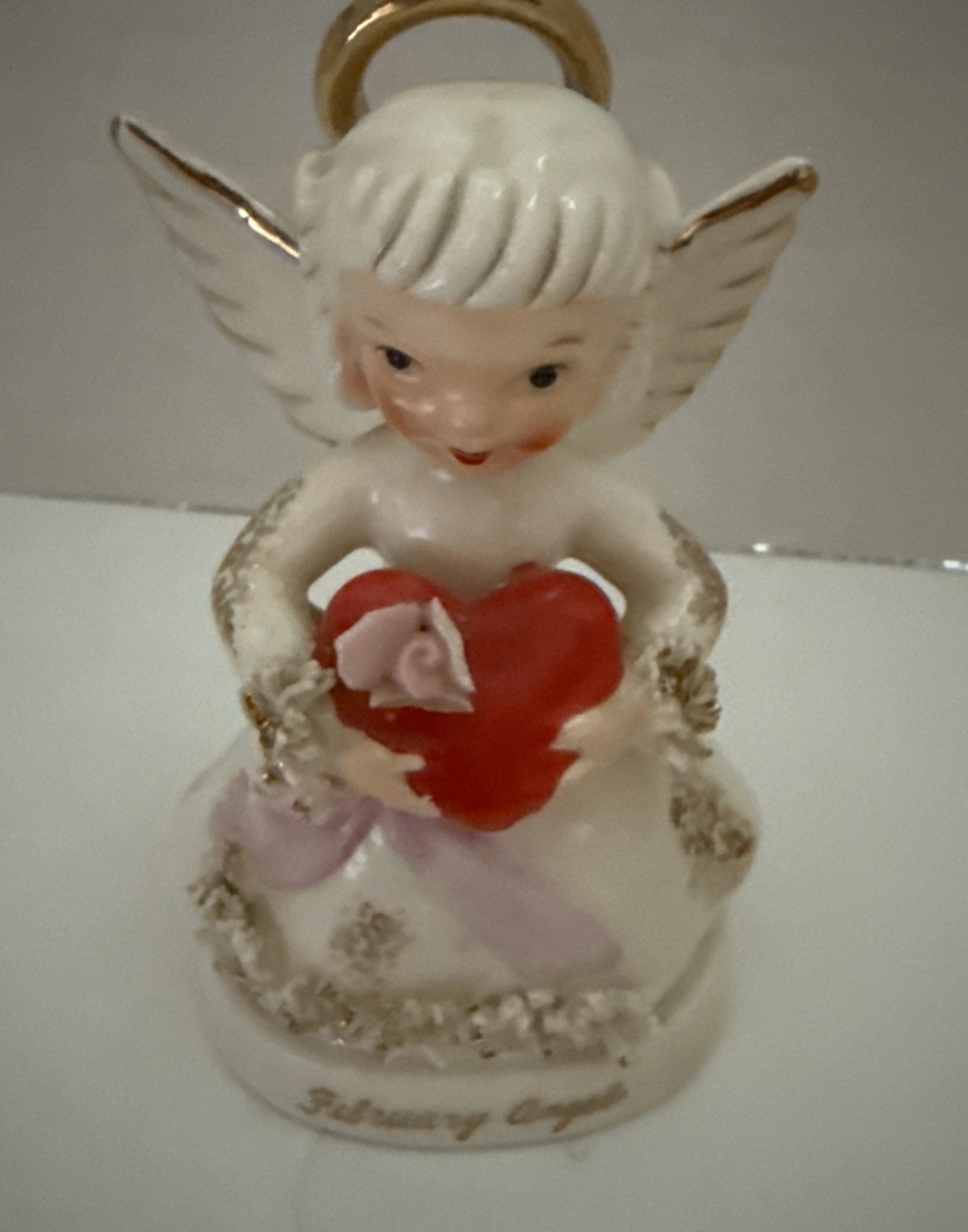 Vtg Napco February Birthday Angel Figure W/ Heart Valentines S1362 (see Des) (B2