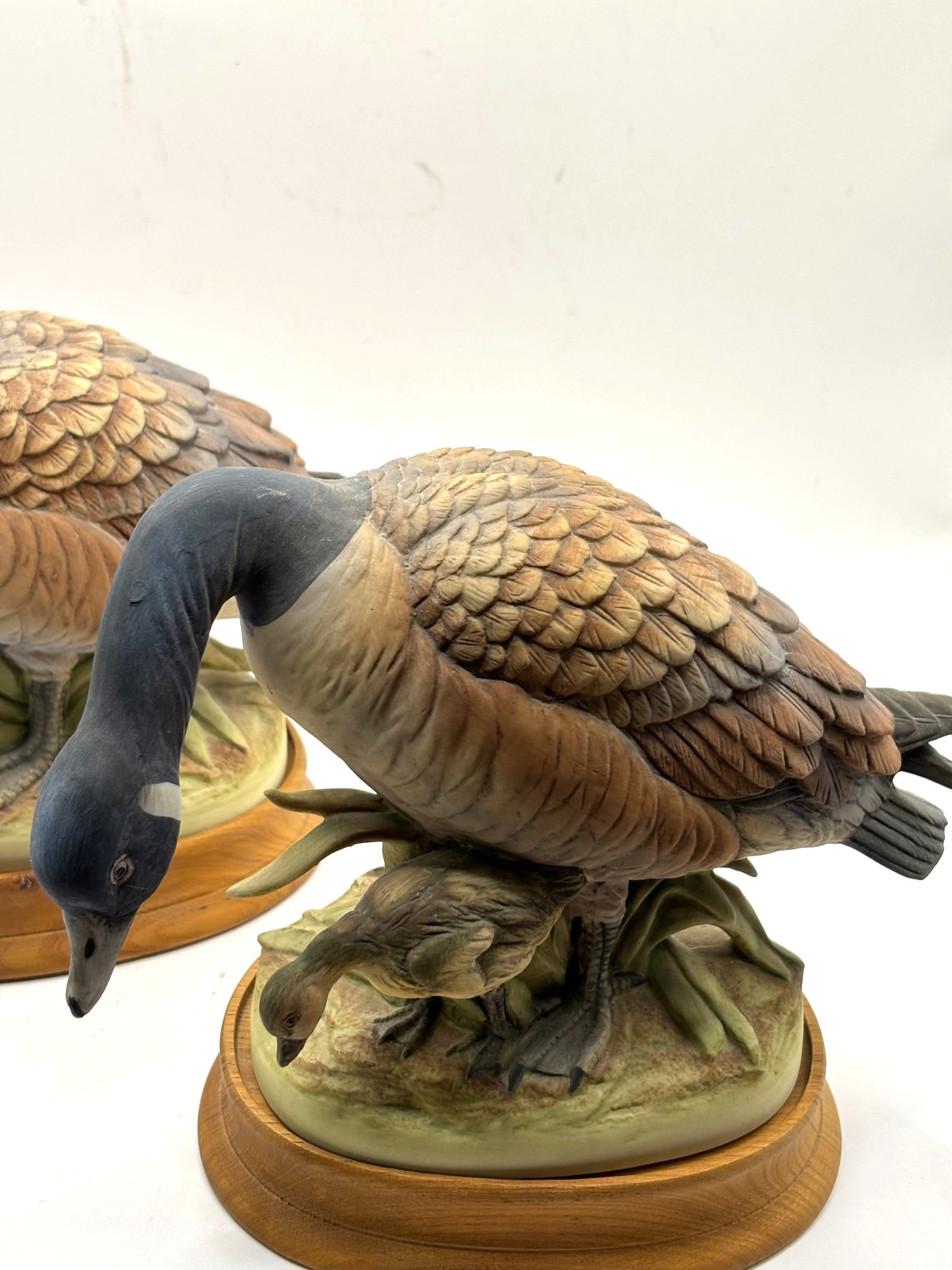 Two Hand Painted Canada Geese Andrea by Sadek Figurines Japan