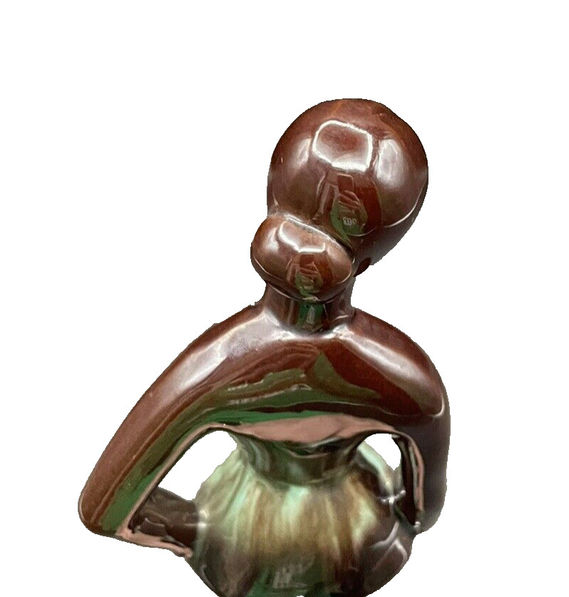 Enesco Japan Redware Brown & Green Glazed 10″ Ballerina Figurine Statue