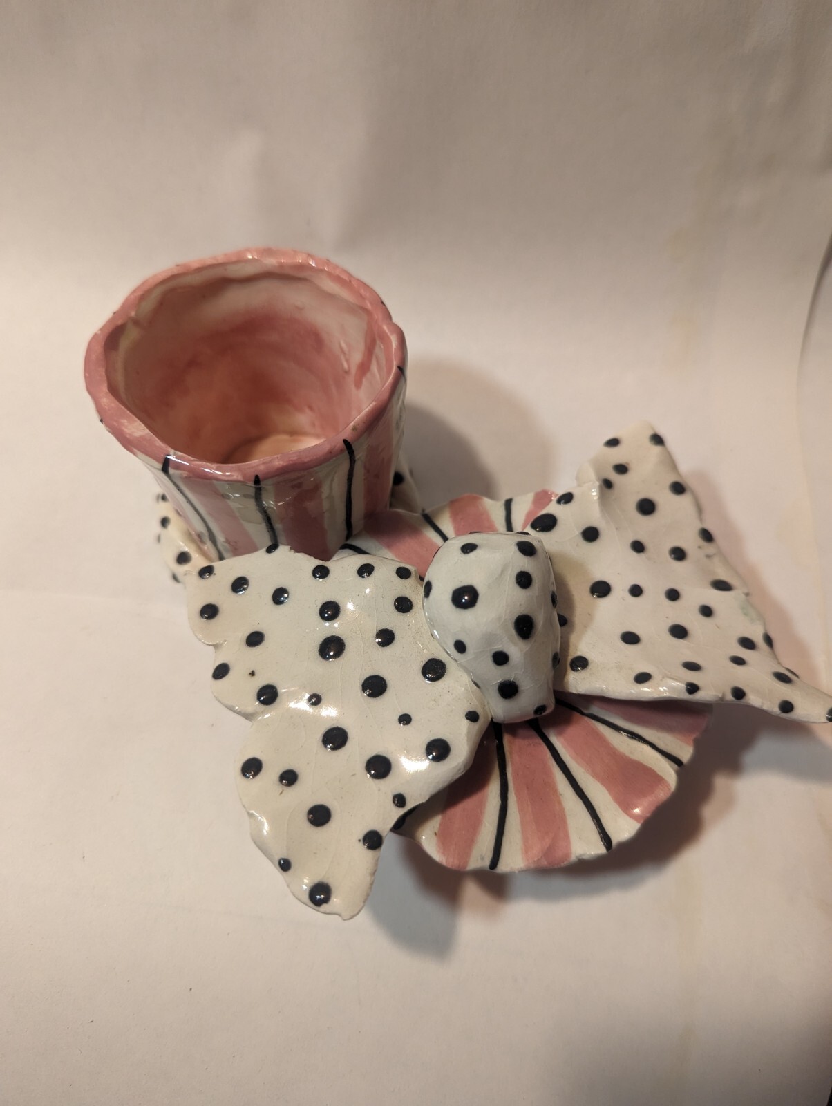Big Polka Dot Bow #2 Covered Jar Vintage WhimsiClay. Fun. Amy Lacombe + a Gift!