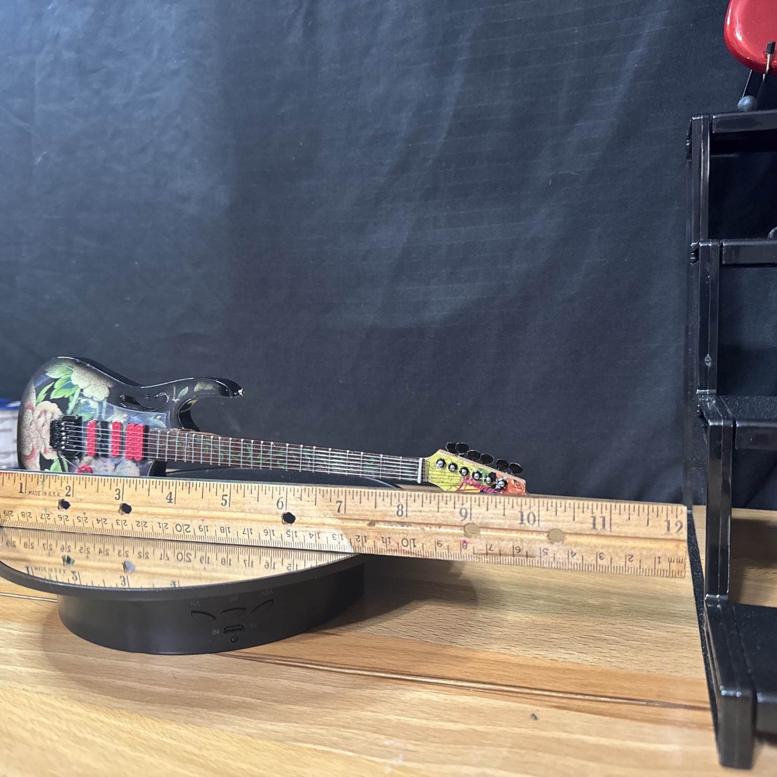 Axe Heaven Steve Vai Signature Floral Print Ibanez Miniature Guitar Display