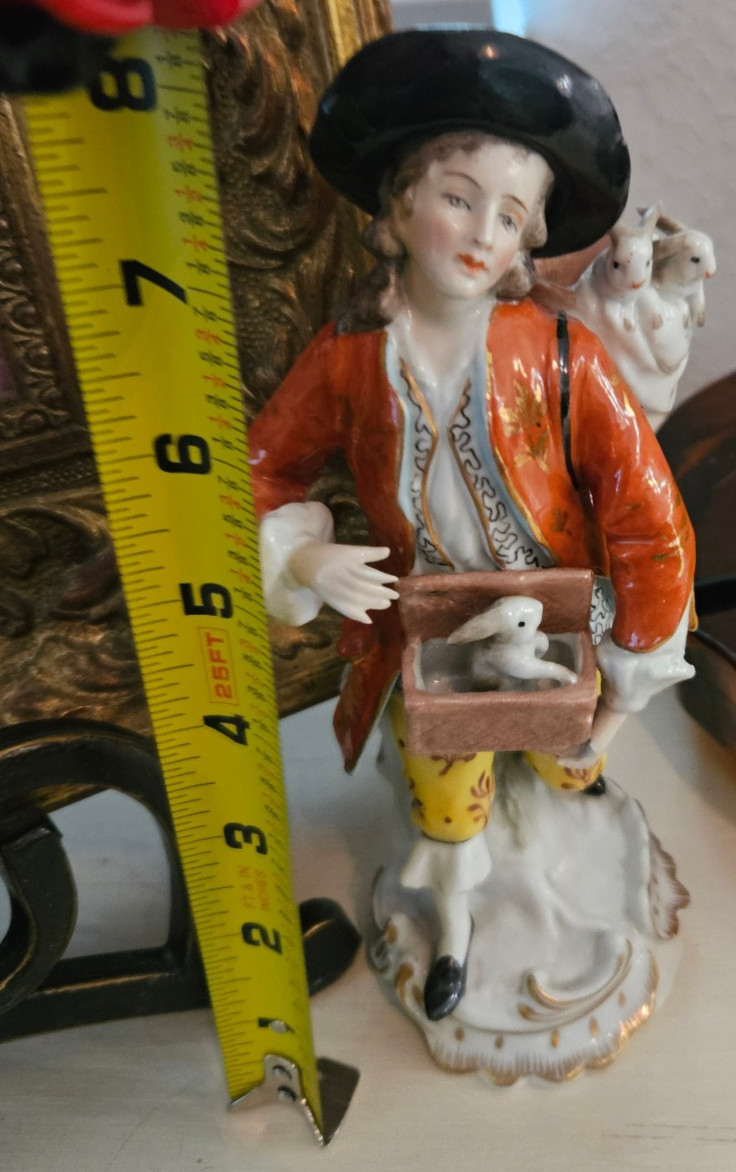 Antique Sitzendorf Germany Porcelain Rabbit Seller Boy Figurine Crown S Mark