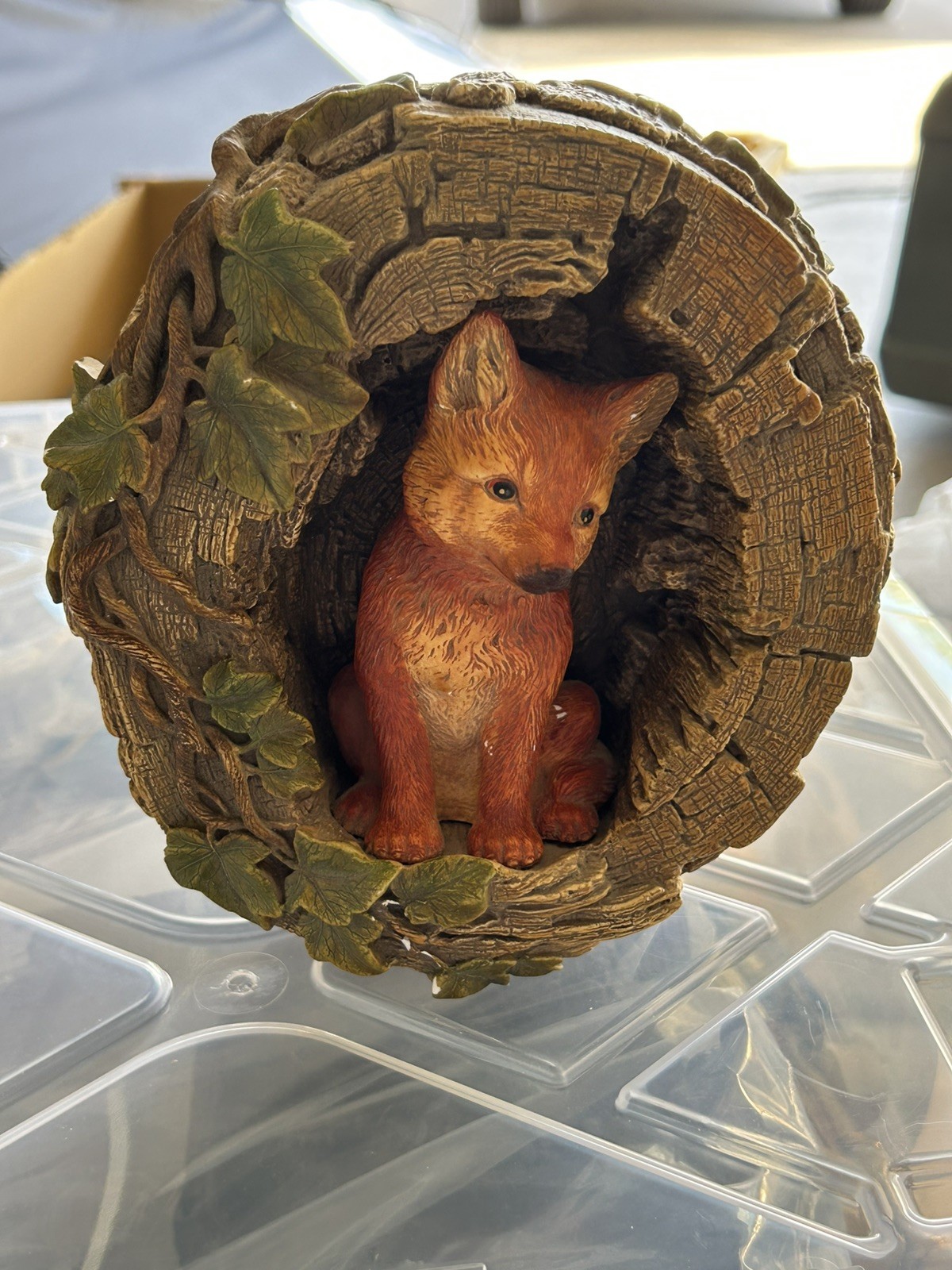 1971 Bossons Chalkware Plaque ~ Fox Cub Wall Hanging Made England – tag on