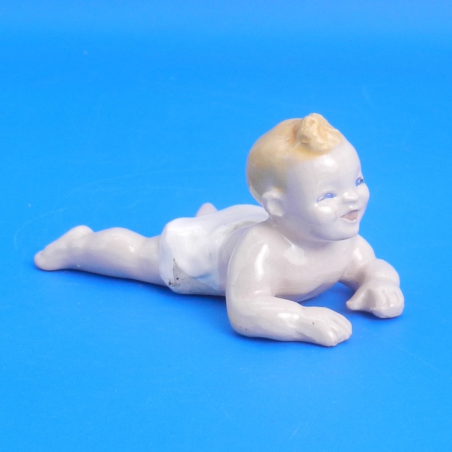 Florence Ceramics BABY CRAWLING Vintage Child Figurine Pasadena VERY RARE!