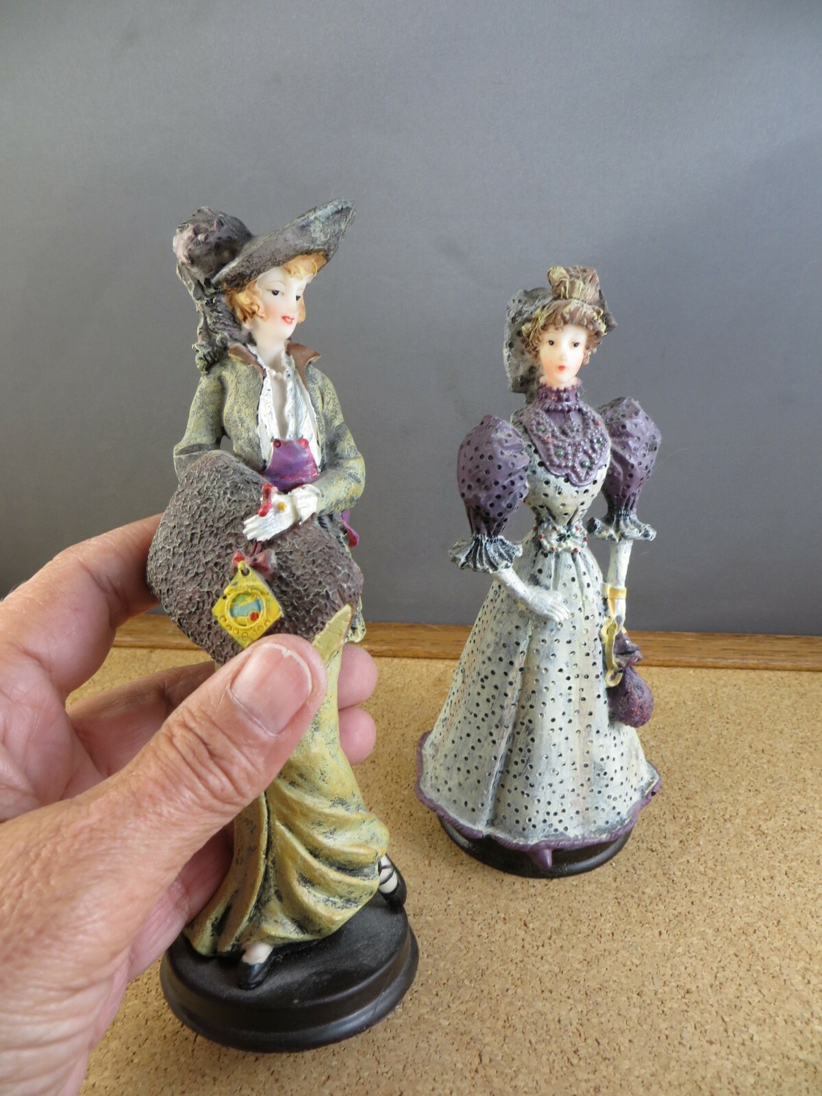 2 Resin Victorian Lady Women Fashion Figurine B’s Collection Purple Outfits 7″