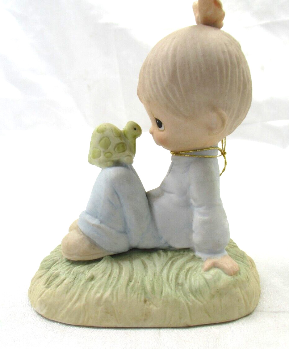 Precious Moments Love Is Kind Boy With Turtle 1977 Tag intact Jonathan & David