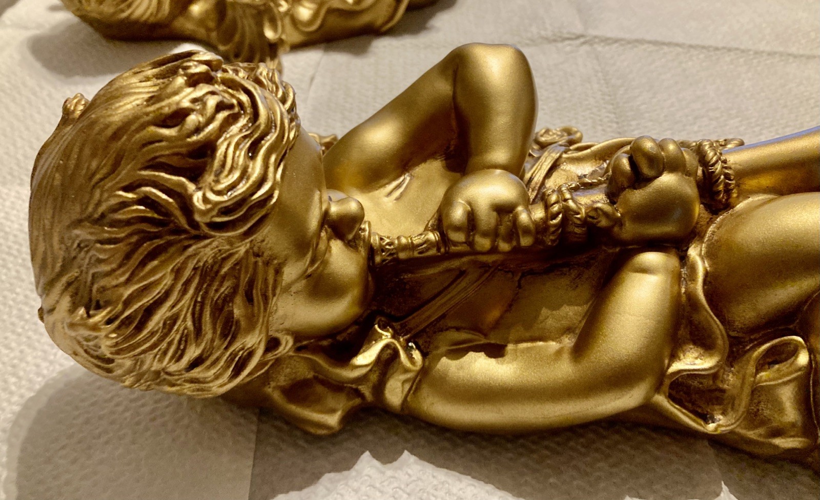 Universal Statuary 1965 Musical Gold Cherub Resin Wall Hanging Decor Set of 2