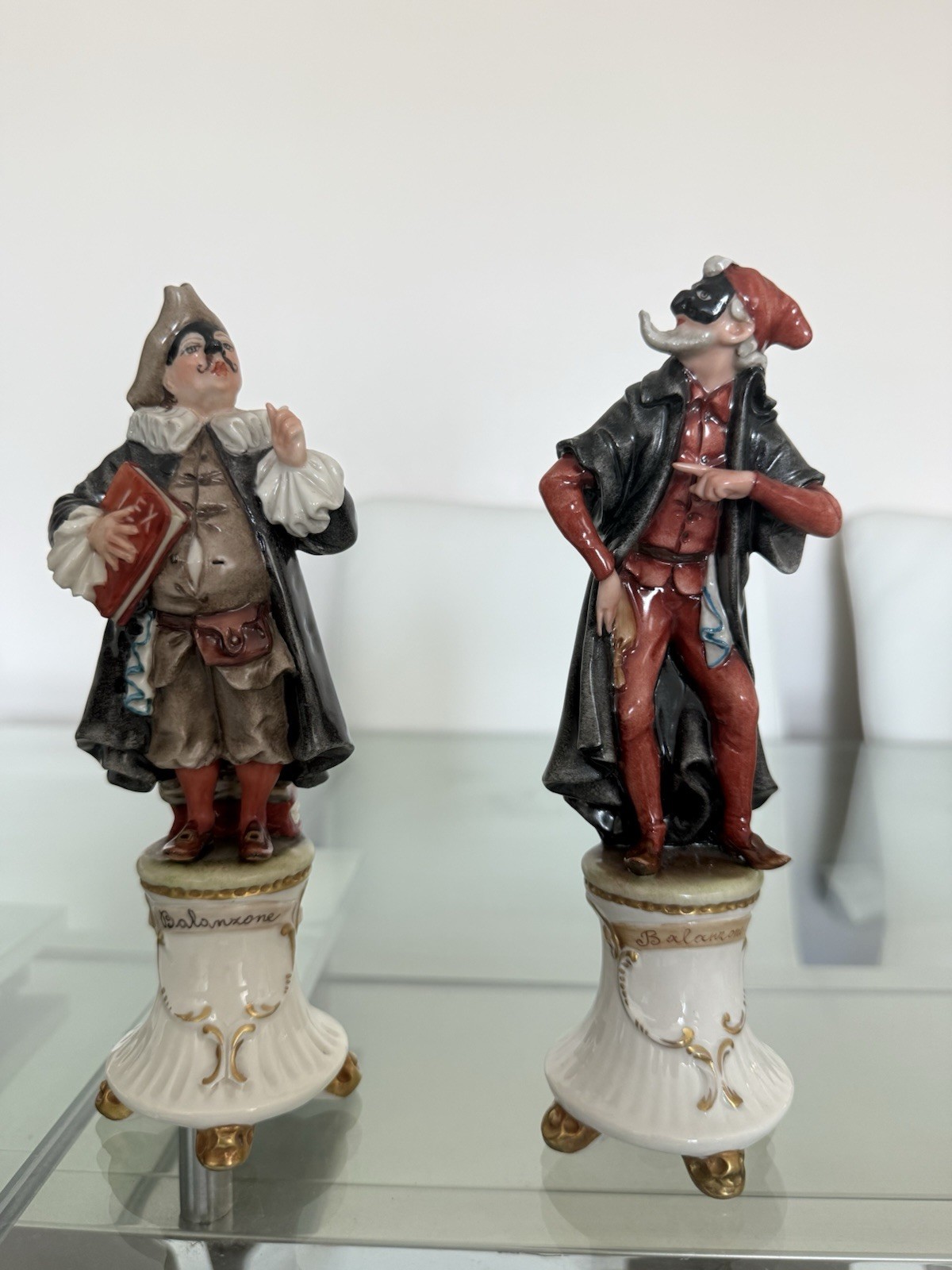 Capodimonte Commedia Dell’arte Set Of 2 Figurine , Italy, 1970s