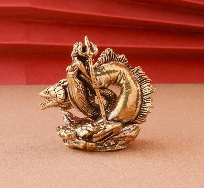 Brass Copper Queen Medusa Snake Animal Figurine Mini Statue Home Decoration Toy