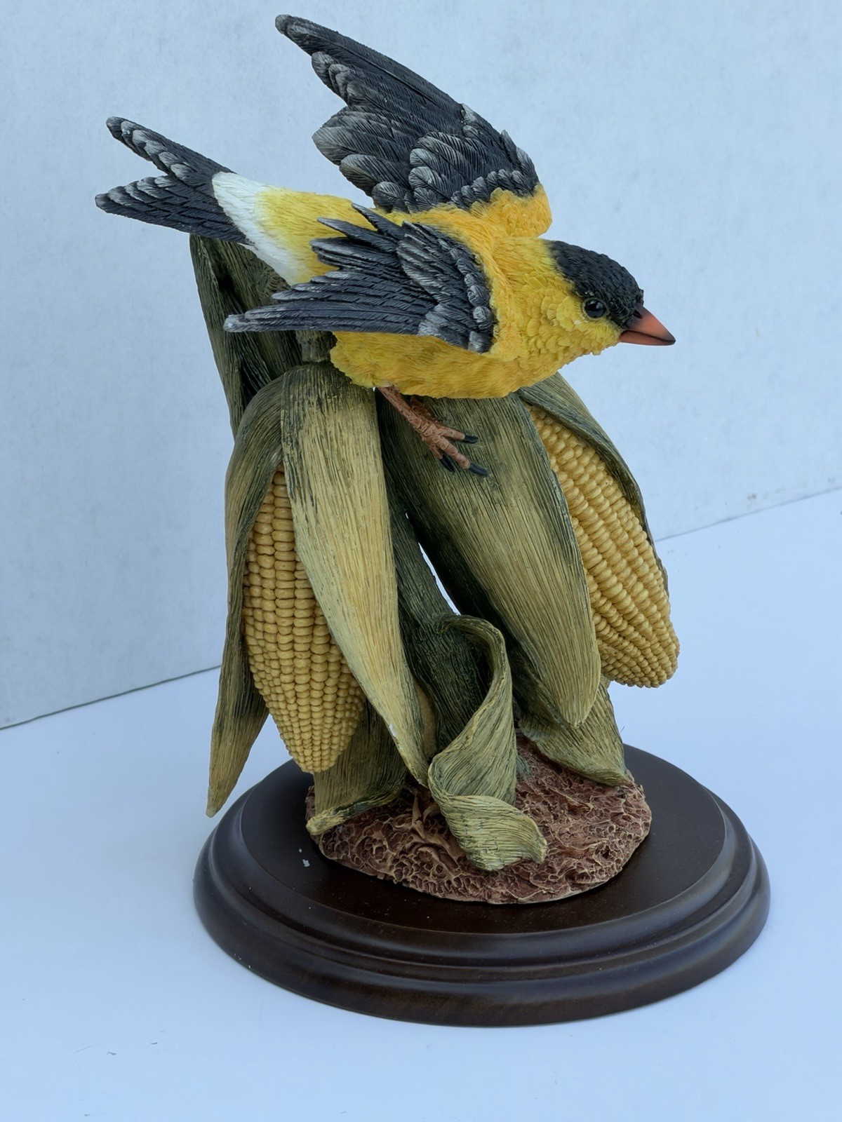DEFECTIVE Stratford Collection Goldfinch Bird On Corn Hand Painted Vinta G3D