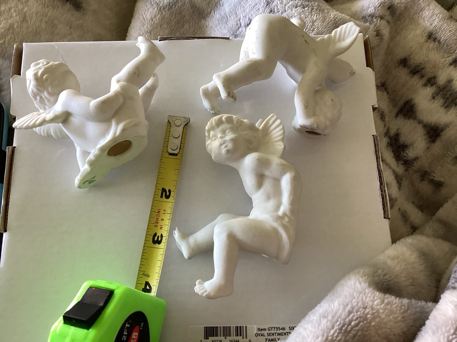 Vintage Set Of 3 Dresden Germany Bisque Tumbling Cherub Angel Figurines