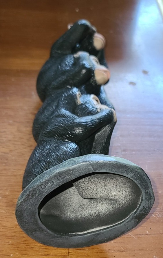 Speak/See/Hear No Evil Wise Monkeys Ceramic Scioto stacked Totem Statue/Figurine