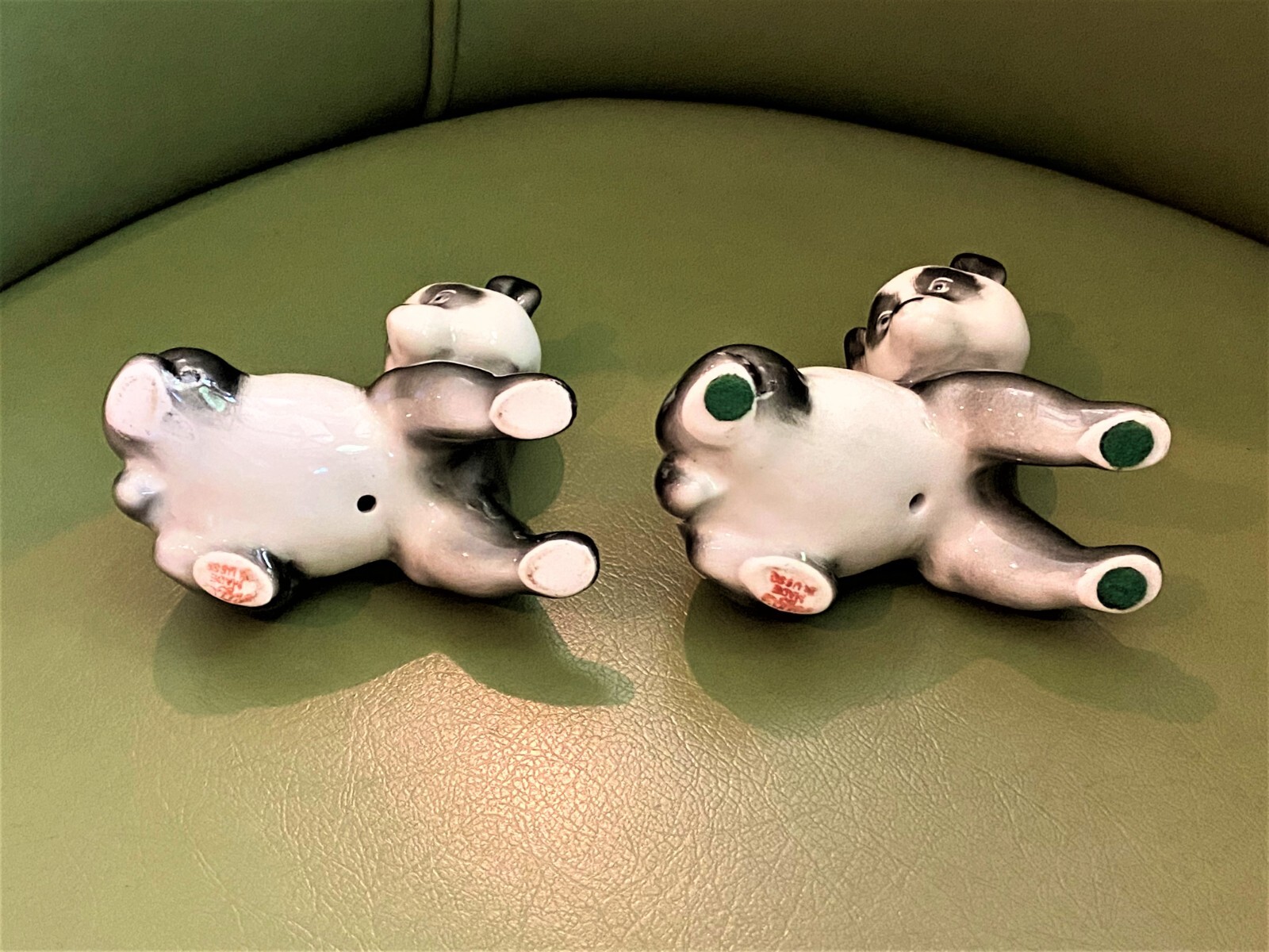 Vtg Pair PANDA BEAR FIGURINES, Marked USSR + LOMONOSOV Logo, Excellent Condition