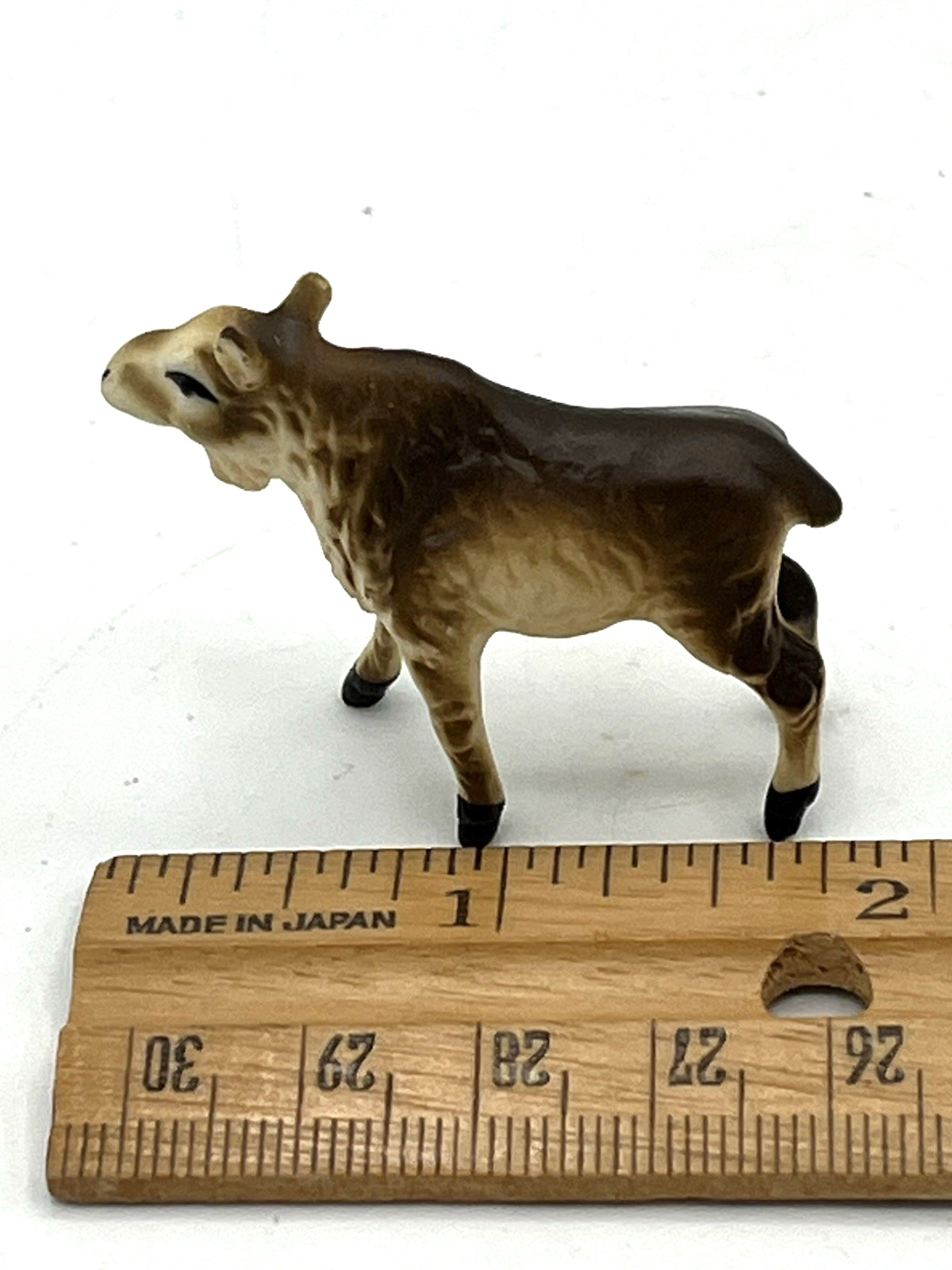 Vtg Miniature Bone China 3pc Moose Family Set Bull Cow Calf Figurine Japan 1960s