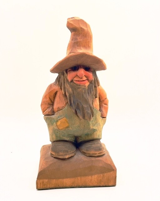 Caricature Wood Carving Hillbilly Man With Beard, Unknown Date, Initials G C