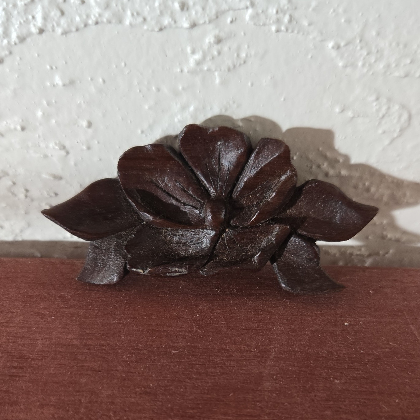 Hand Carved Wooden Flower Figurine Floral Theme Brown for Adults, Any Room