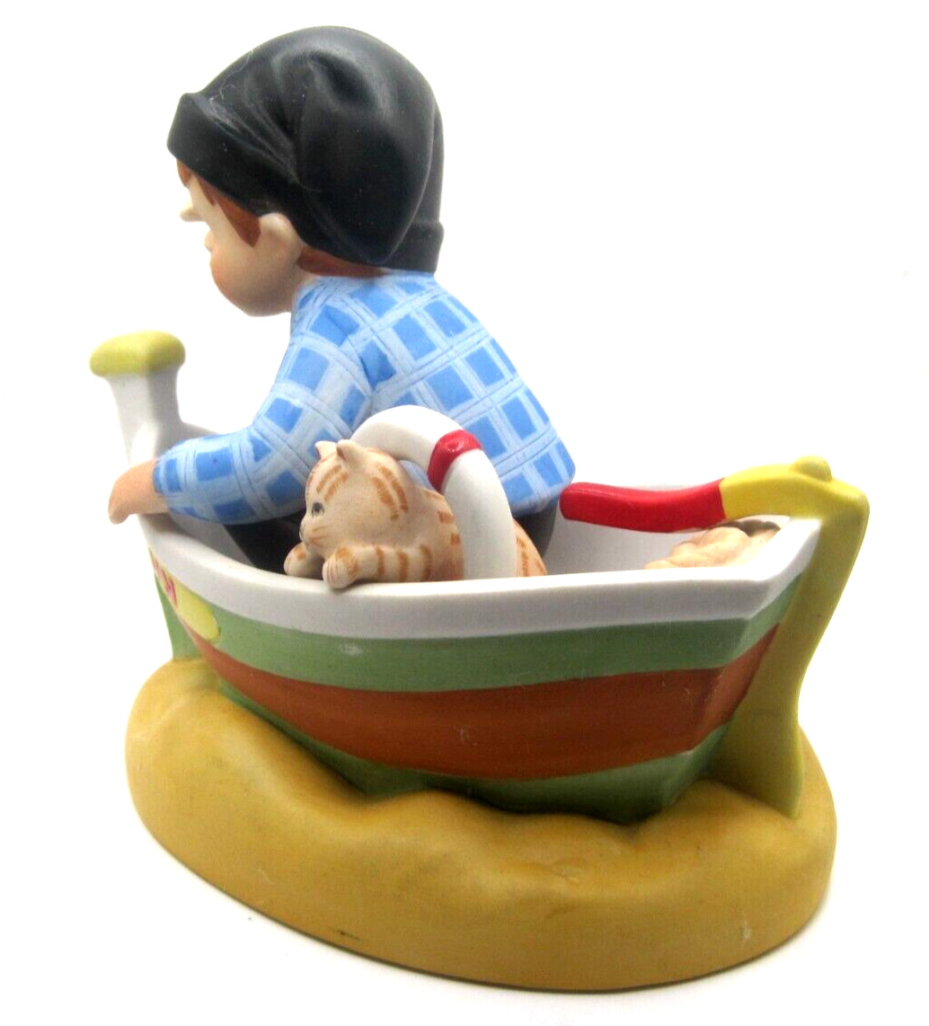 Vintage UN Children Boy Figurine Vasco from Portugal Franklin Porcelain 1980 Cat