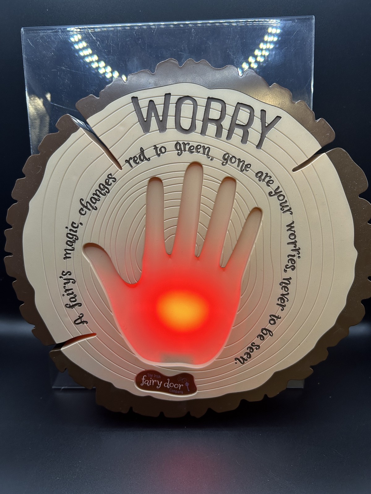The Irish Fairy Door Company Worry Plaque Light-Up Wall Art Kids Room Decor Red