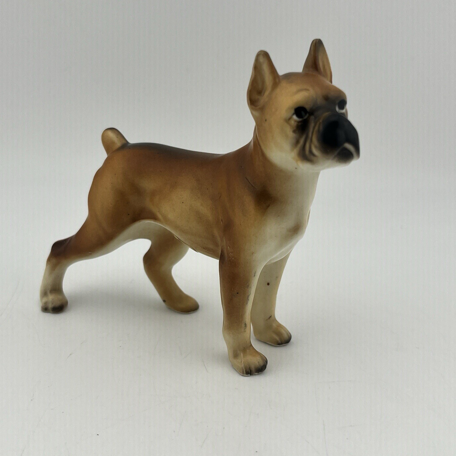 Vintage Ceramic Boxer Figure standing Dog Unmarked 3.75” Tall Lots of Detail